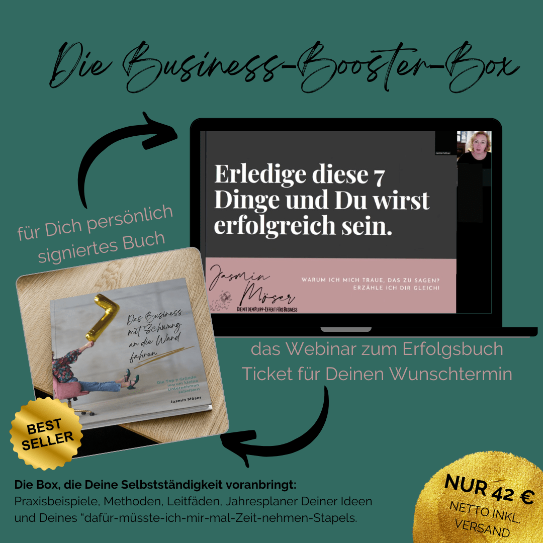 Die Business-Booster-Box von Jasmin Möser: Das Business Paket für Selbstständige die wissen wollen, warum der Erfolg ausbleibt